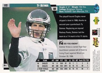 1997 Collector's Choice #172 Ty Detmer Back