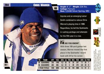 1997 Collector's Choice #284 Chris Warren Back