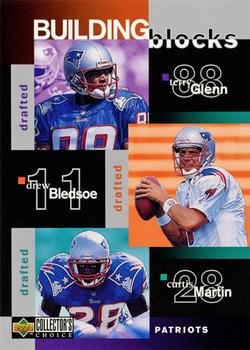 1997 Collector's Choice #377 Terry Glenn / Drew Bledsoe / Curtis Martin / Willie McGinest / Ben Coates Front