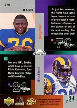 1997 Collector's Choice #379 Eddie Kennison / Tony Banks / Isaac Bruce / Orlando Pace / Lawrence Phillips Back