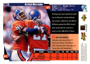 1997 Collector's Choice #411 Alfred Williams Back