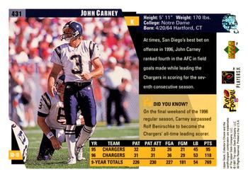 1997 Collector's Choice #431 John Carney Back