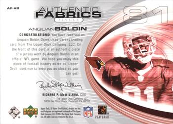 2004 SP Game Used - Authentic Fabrics #AF-AB Anquan Boldin Back