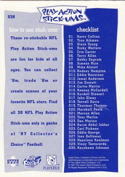 1997 Collector's Choice - Play Action Stick-Ums #S20 Marshall Faulk Back
