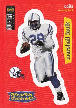 1997 Collector's Choice - Play Action Stick-Ums #S20 Marshall Faulk Front