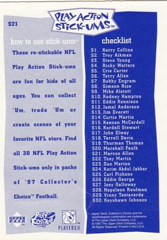 1997 Collector's Choice - Play Action Stick-Ums #S21 Marcus Allen Back