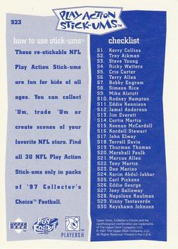 1997 Collector's Choice - Play Action Stick-Ums #S23 Dan Marino Back