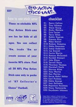 1997 Collector's Choice - Play Action Stick-Ums #S27 Joey Galloway Back