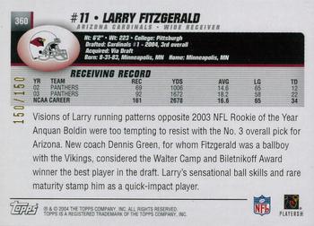 2004 Topps - Black #360 Larry Fitzgerald Back