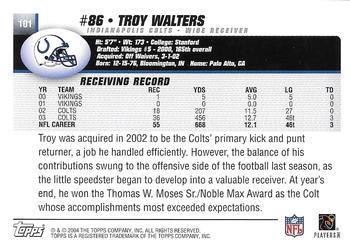 2004 Topps - Topps Collection #101 Troy Walters Back