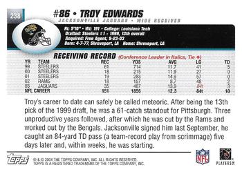 2004 Topps - Topps Collection #238 Troy Edwards Back