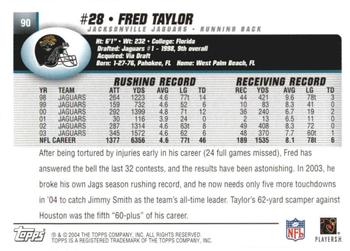 2004 Topps 1st Edition #90 Fred Taylor Back