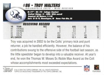2004 Topps 1st Edition #101 Troy Walters Back