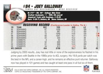 2004 Topps 1st Edition #105 Joey Galloway Back