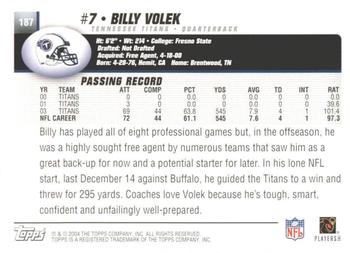 2004 Topps 1st Edition #187 Billy Volek Back