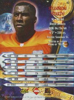 1997 Collector's Edge Excalibur #42 Shannon Sharpe Back