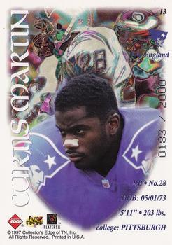 1997 Collector's Edge Excalibur - 22K Knights #13 Curtis Martin Back