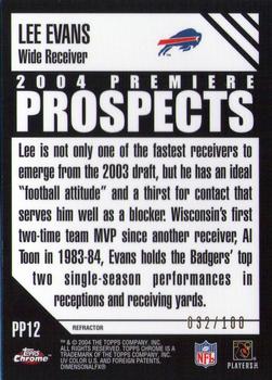 2004 Topps Chrome - Premiere Prospects Refractors #PP12 Lee Evans Back