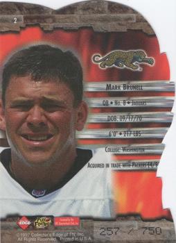 1997 Collector's Edge Excalibur - Over Lords #2 Mark Brunell Back