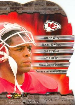 1997 Collector's Edge Excalibur - Over Lords #13 Marcus Allen Back