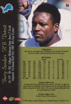 1997 Collector's Edge Extreme #56 Barry Sanders Back