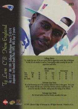1997 Collector's Edge Extreme #103 Ty Law Back
