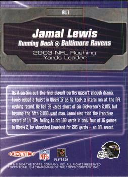 2004 Topps Total - Award Winners #AW1 Jamal Lewis Back