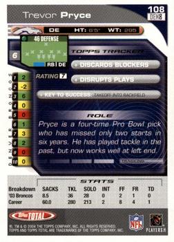 2004 Topps Total - First Edition #108 Trevor Pryce Back