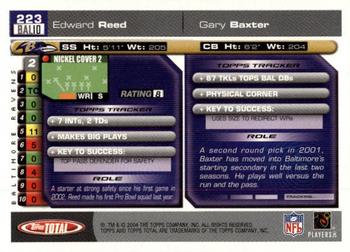 2004 Topps Total - Silver #223 Ed Reed / Gary Baxter Back