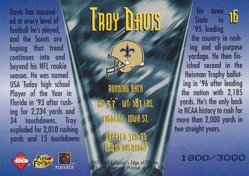 1997 Collector's Edge Masters - Crucibles #16 Troy Davis Back