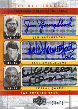 2004 Upper Deck Legends - Legendary Lines of Defense Autographs #YYJ Jim Youngblood / Jack Youngblood / Deacon Jones Front