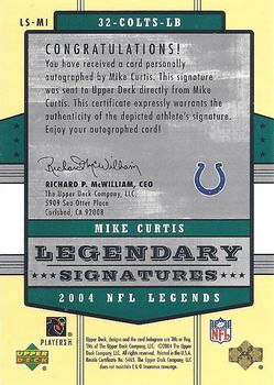 2004 Upper Deck Legends - Legendary Signatures #LS-MI Mike Curtis Back