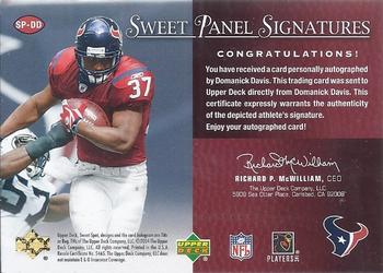 2004 Upper Deck Sweet Spot - Sweet Panel Signatures #SP-DD Domanick Davis Back