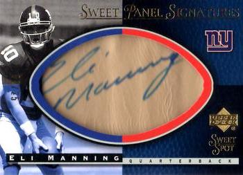 2004 Upper Deck Sweet Spot - Sweet Panel Signatures Gold #SP-EM Eli Manning Front
