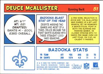 2005 Bazooka - Blue #51 Deuce McAllister Back