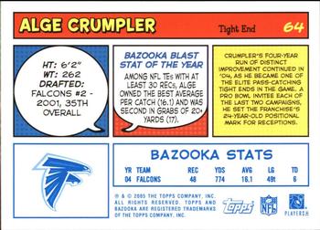 2005 Bazooka - Blue #64 Alge Crumpler Back