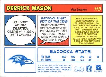 2005 Bazooka - Blue #113 Derrick Mason Back