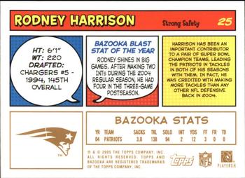 2005 Bazooka - Gold #25 Rodney Harrison Back