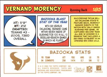 2005 Bazooka - Gold #185 Vernand Morency Back