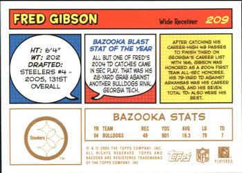 2005 Bazooka - Gold #209 Fred Gibson Back