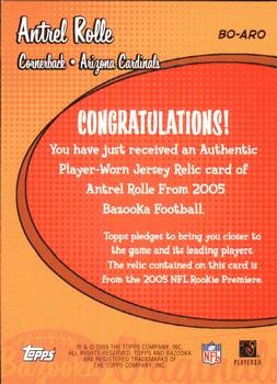2005 Bazooka - Originals Jerseys #BO-ARO Antrel Rolle Back
