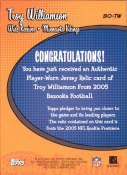 2005 Bazooka - Originals Jerseys #BO-TW Troy Williamson Back