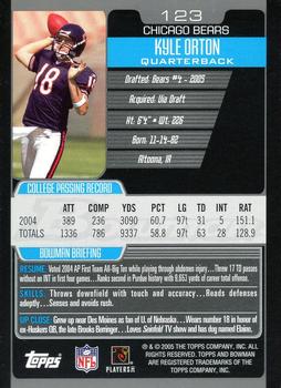 2005 Bowman - First Edition #123 Kyle Orton Back