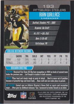 2005 Bowman - First Edition #193 Rian Wallace Back