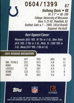 2005 Bowman's Best - Blue #67 Anthony Davis Back