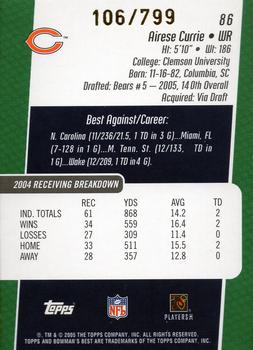 2005 Bowman's Best - Green #86 Airese Currie Back