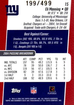 2005 Bowman's Best - Red #15 Eli Manning Back