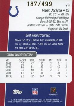 2005 Bowman's Best - Red #73 Marlin Jackson Back