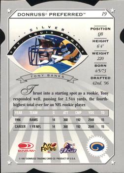 1997 Donruss Preferred - Cut To The Chase #19 Tony Banks Back