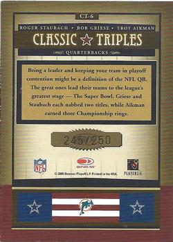 2005 Donruss Classics - Classic Triples Bronze #CT-6 Roger Staubach / Bob Griese / Troy Aikman Back